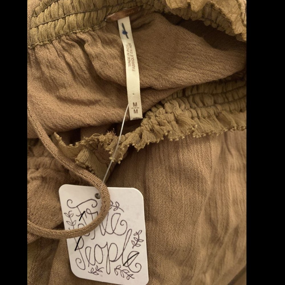 Free People Banda Blouse Brown Gold Boho Top - Picture 2 of 8